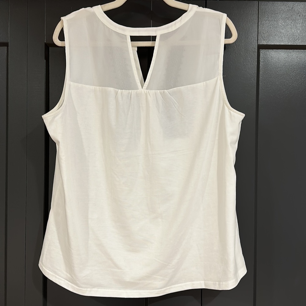 Brand new never worn! White float tank top with blue stitching. - Picture 4 of 7